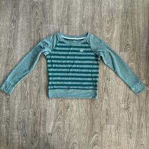 Adidas Sweatshirt Women’s‎ XS Climawarm Green Stripe Lightweight Crew Neck
